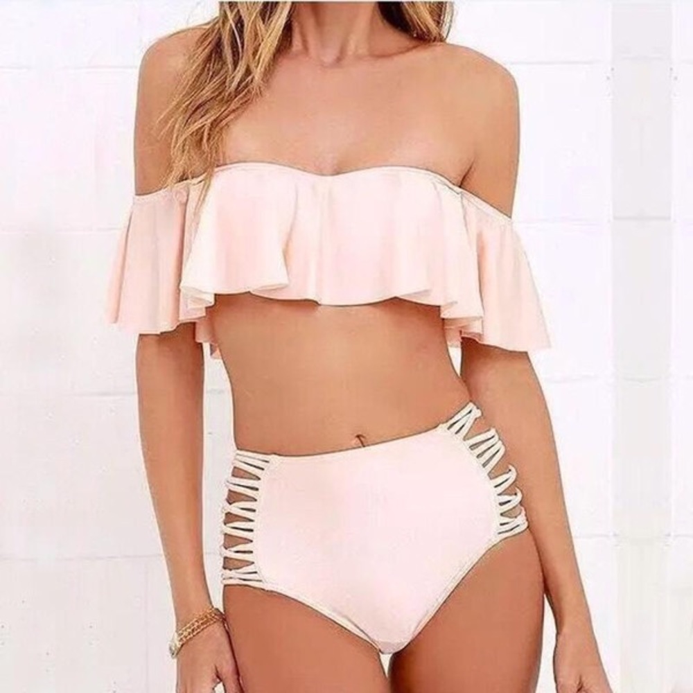 Off Shoulder Ruffle Celeb Type Bikini preOrder Now